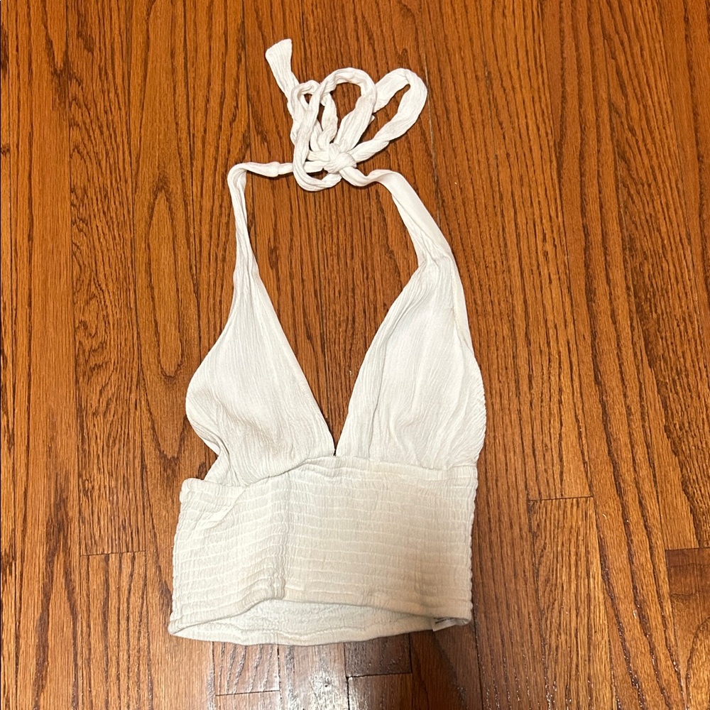Garage White Halter Crop Top